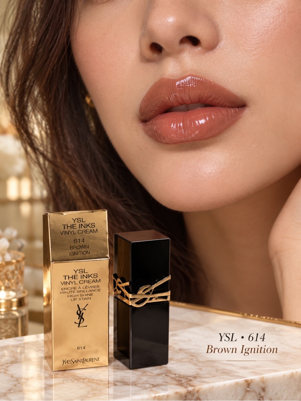 Yves Saint Laurent Vinyl Cream Lipstick - Brown Ignition (Warm Brown Gloss)